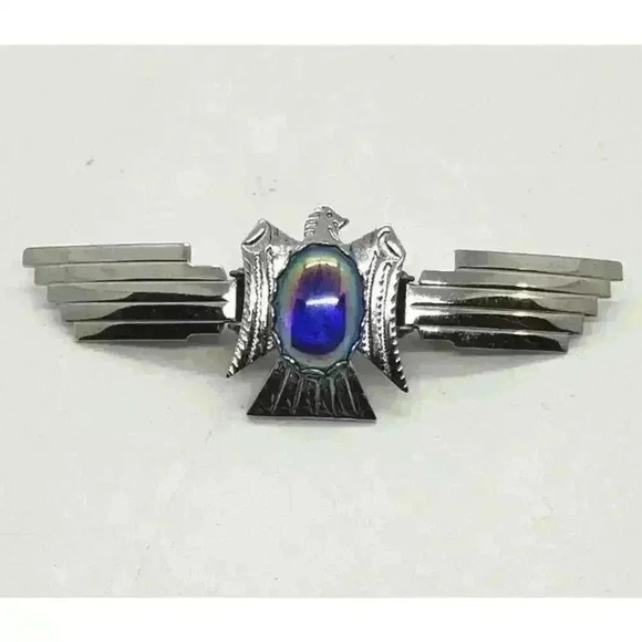 ORMOND HANDY Other - Vtg Hondo Clip Shirt Collar Tie Southwest Eagle & Rainbow Hematite Wil-Aren